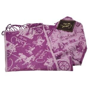 Coach Cashmere Scarf Horse & Carriage Pink Oversized Reversible Muffler Wool